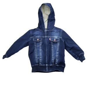 Levi's Denim Hoodie Jacket Kids 18M Blue Zip Up Hooded Jean Coat